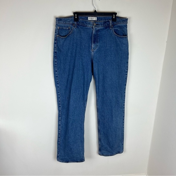 Abercrombie & Fitch The Baggy Low Rise Jeans Curve Love Size 33 / 16 Long - Picture 2 of 5